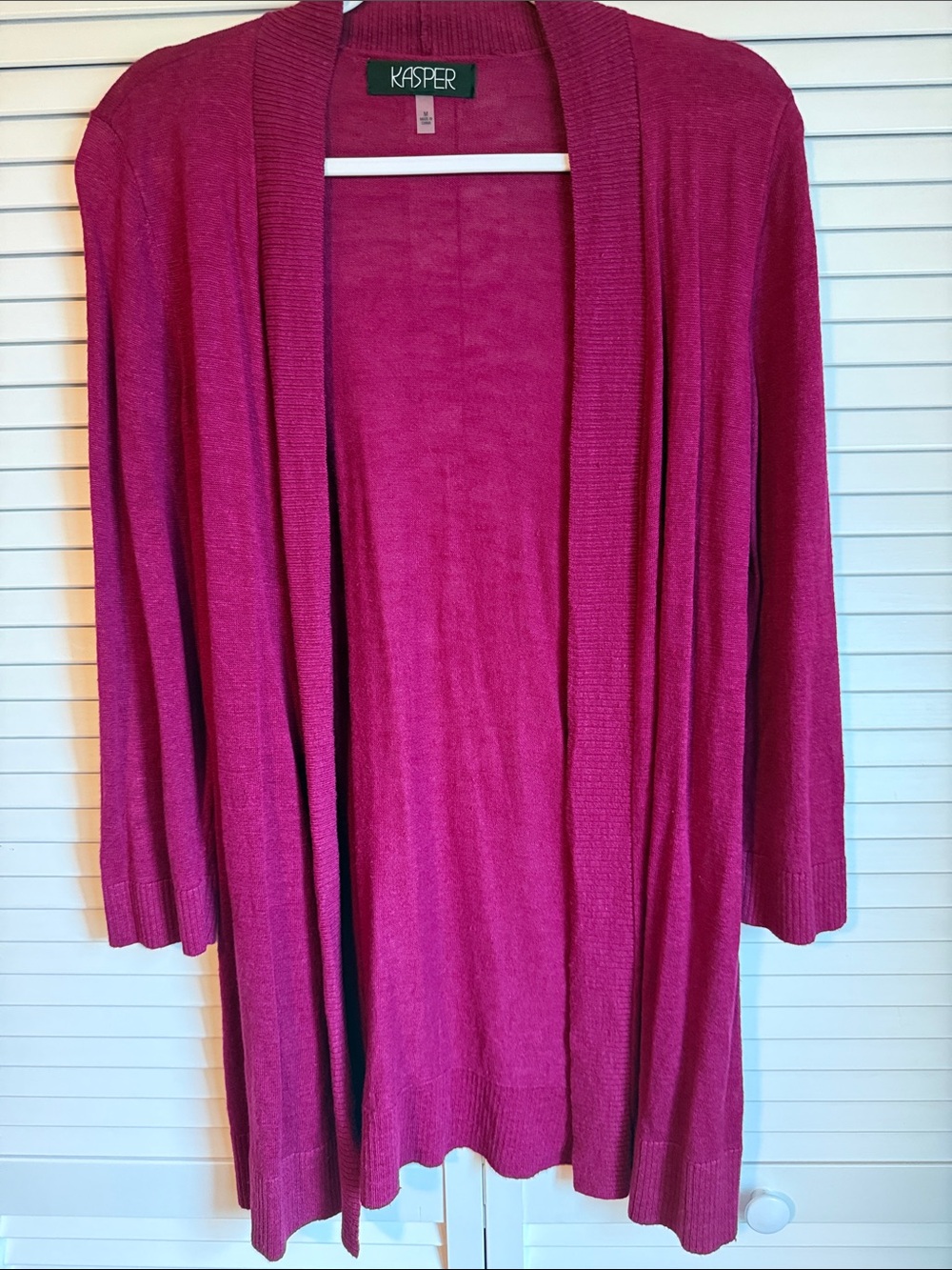 Kasper Open-Front Cardigan in Berry Pink - Picture 7 of 11
